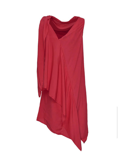 Silky Viscose Tencel Drape-Neck Dress Baby Rose