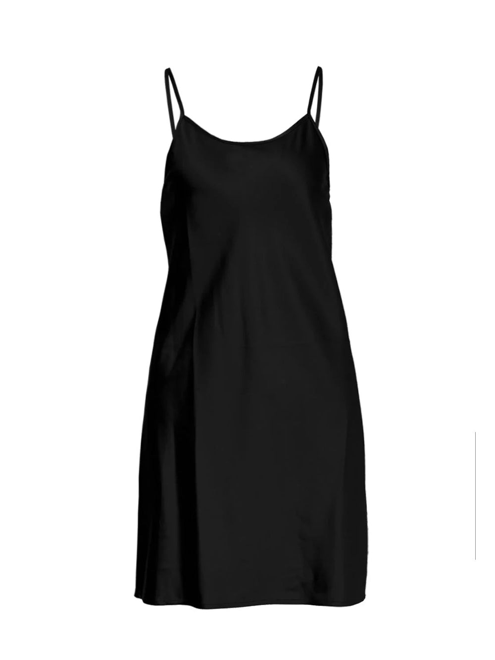 Silky Viscose Tencel Drape-Neck Dress Black