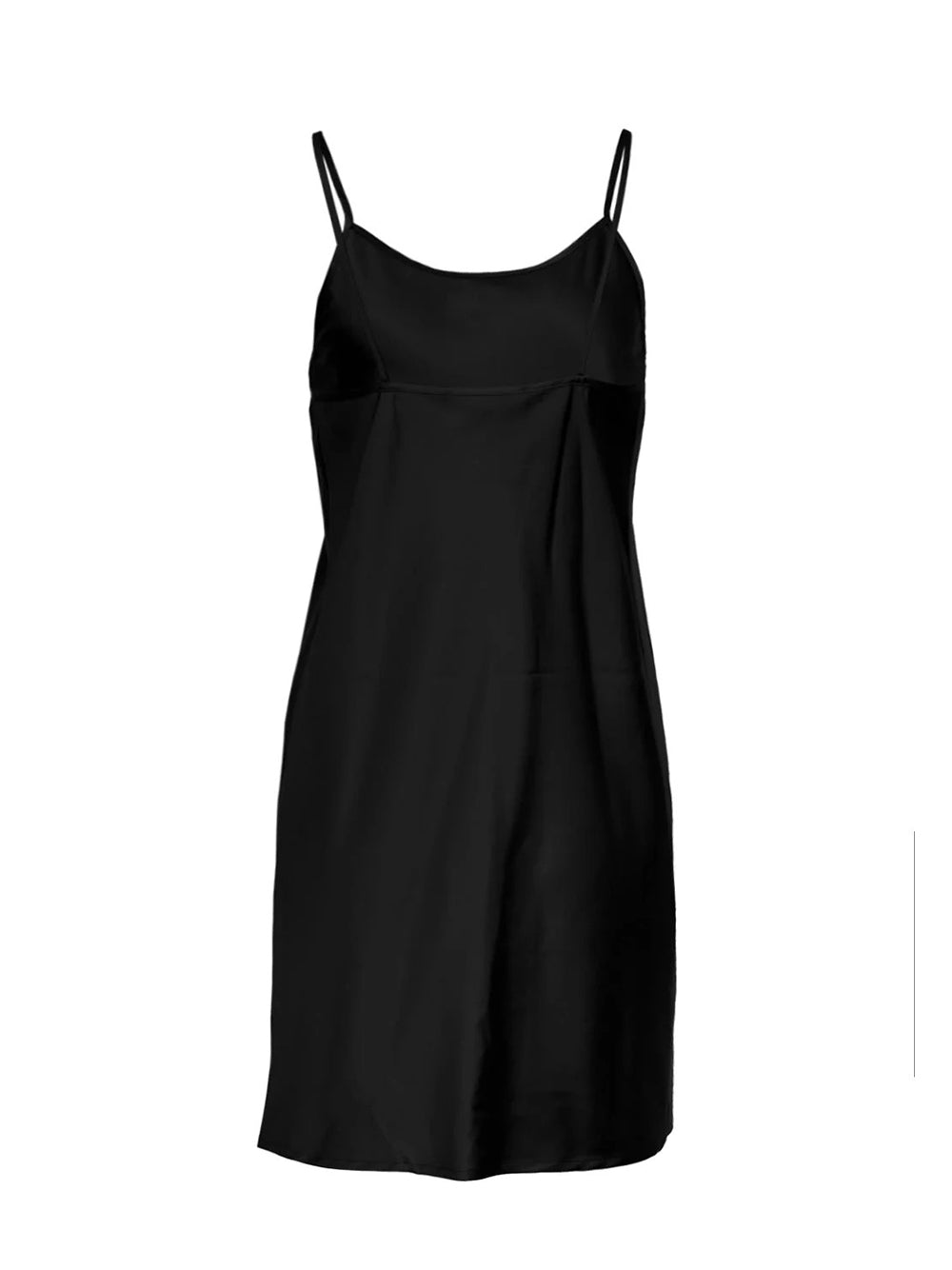 Silky Viscose Tencel Drape-Neck Dress Black