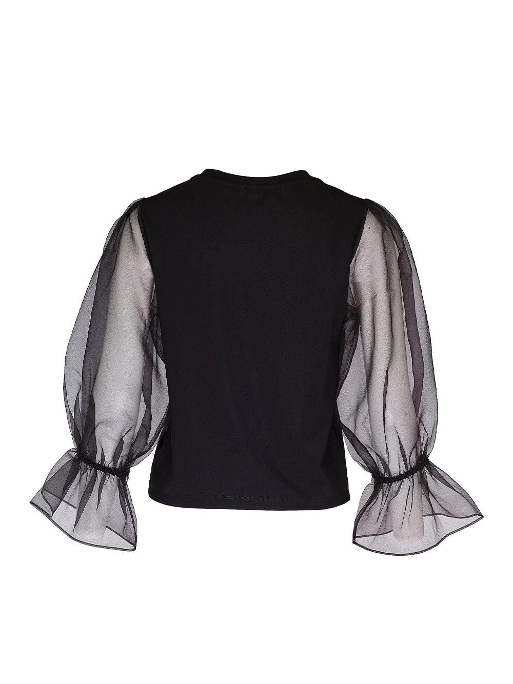 Triacetate Satin Knit Organza Top (Black)