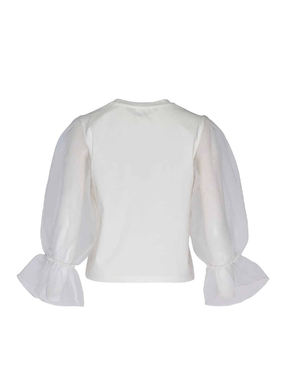 Triacetate Satin Knit Organza Top (Polished White)