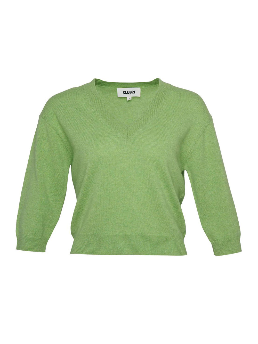 Recycled Cashmere V-Neck Cropped Sweater Apple