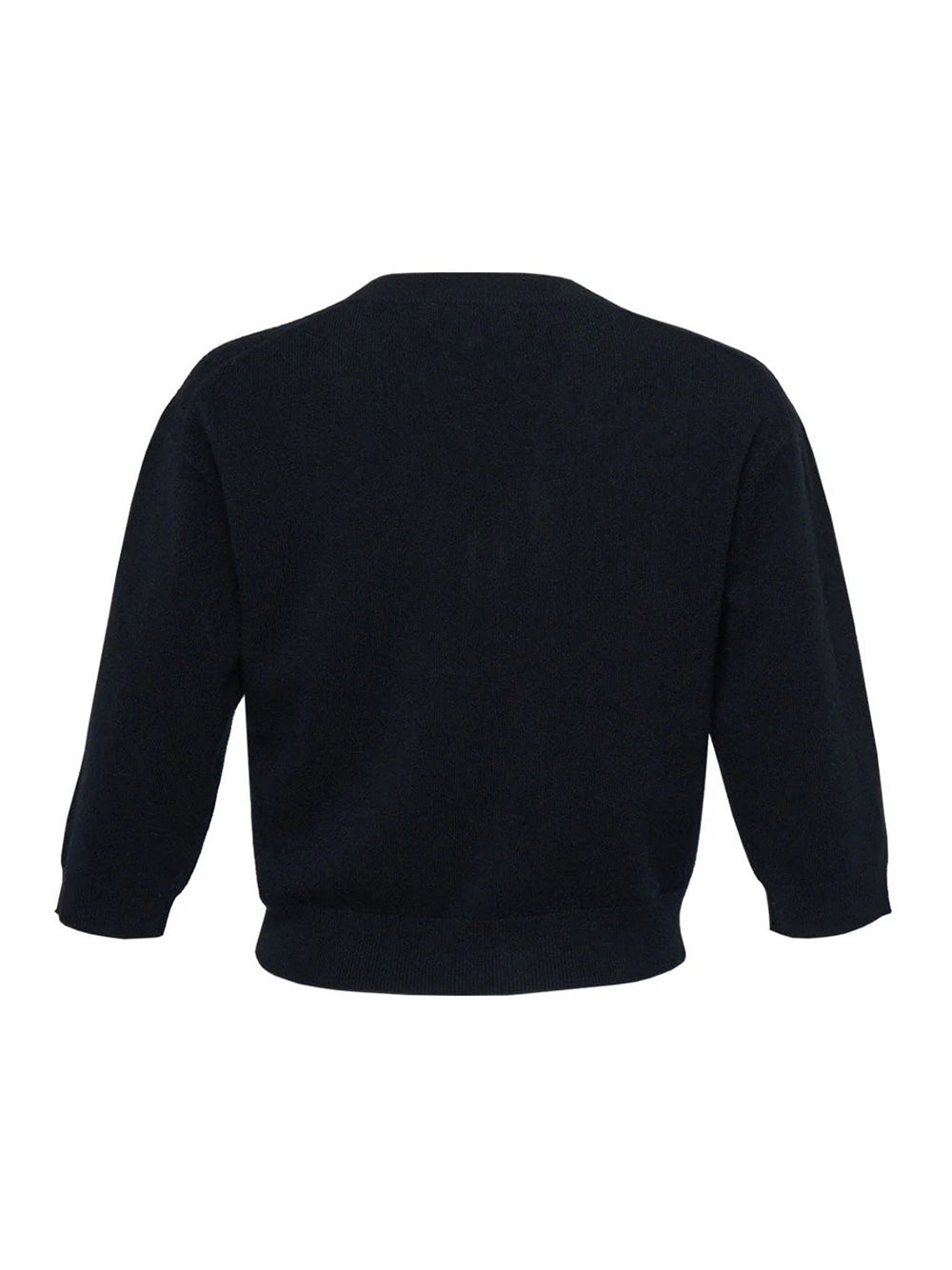 Recycled Cashmere V-Neck Cropped Sweater Black