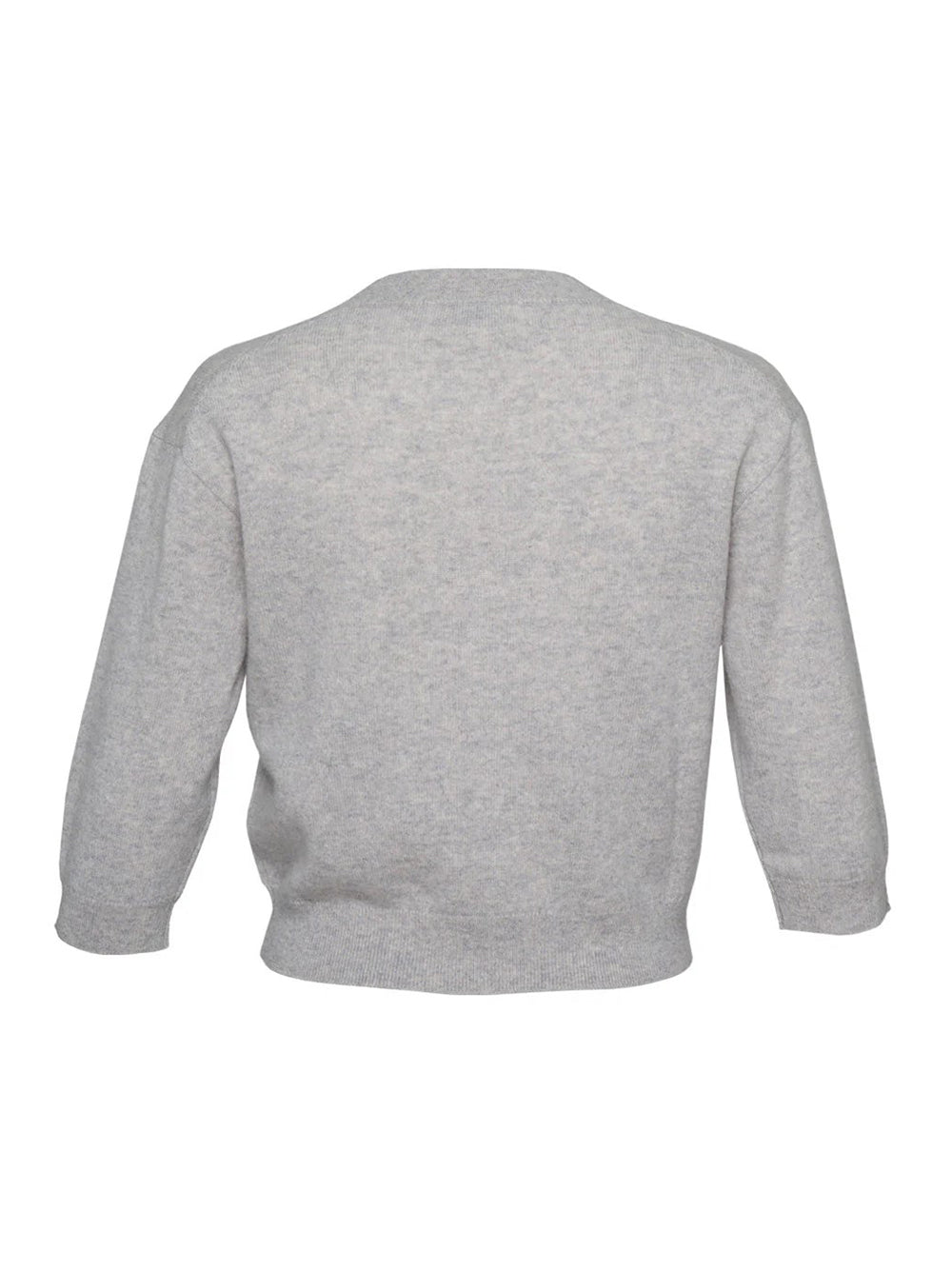 Recycled Cashmere V-Neck Cropped Sweater Soft Grey