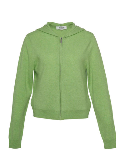 Recycled Cashmere Zip-Up Hoodie Apple