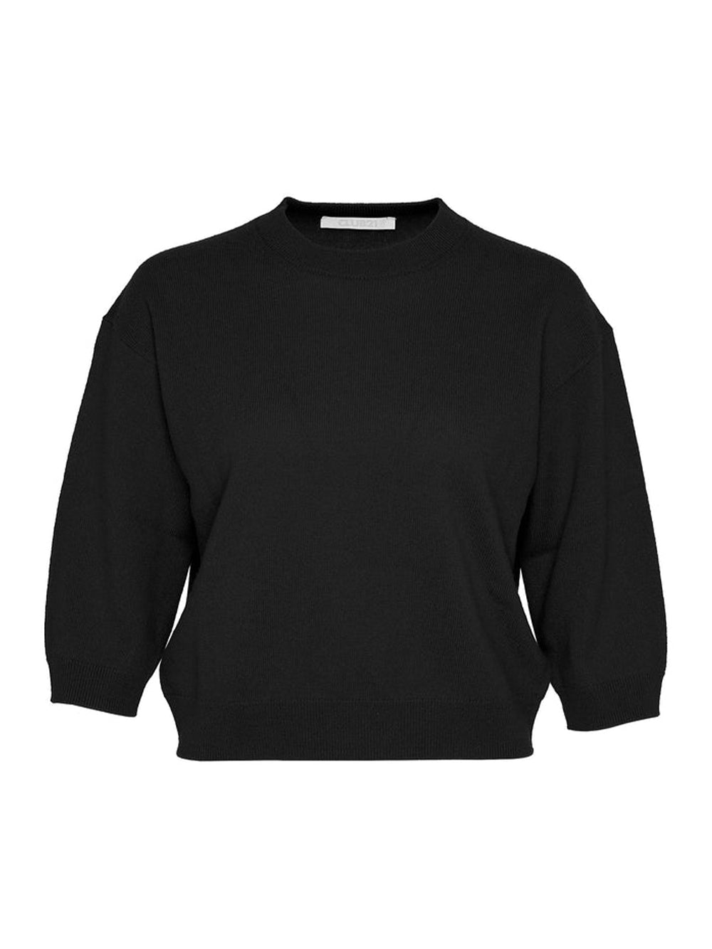 Recycled Cashmere Crew Cropped (Black)