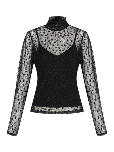 Dahlia Lace Tneck Black