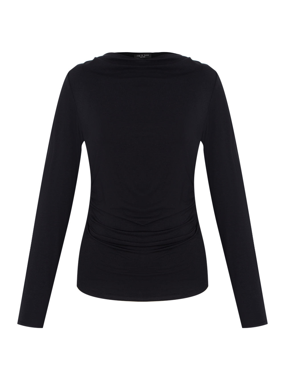 Luca Asymmetric Drape Long Sleeve Black