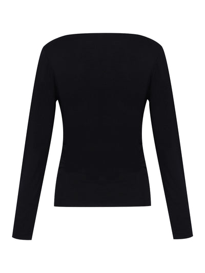 Luca Asymmetric Drape Long Sleeve Black