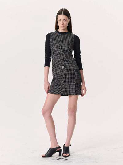 Irina Houndstooth Refine Knit Mini Dress (Navy Multi)