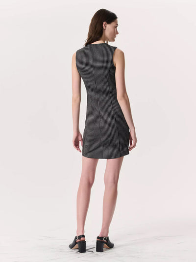 Irina Houndstooth Refine Knit Mini Dress (Navy Multi)