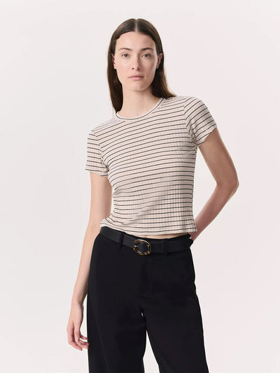 Luca Stripe Rib Baby Tee (Ivory Multi)