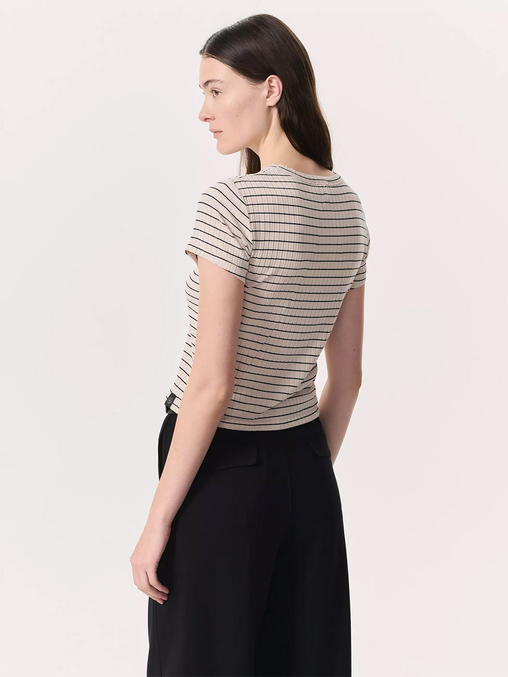 Luca Stripe Rib Baby Tee (Ivory Multi)