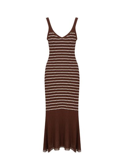 Chiara Stripe Tank Dress Warm Brown