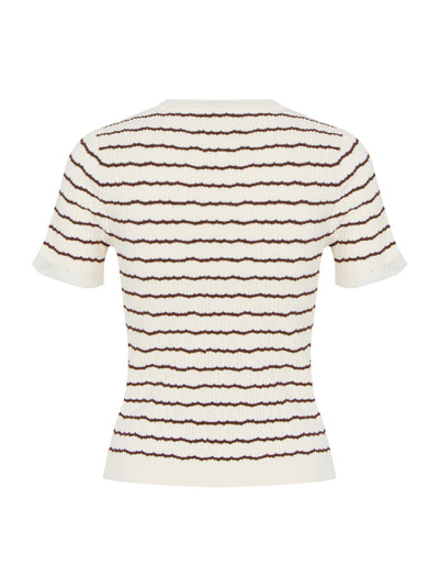 Chiara Stripe Short Sleeve Crew (Ivory)