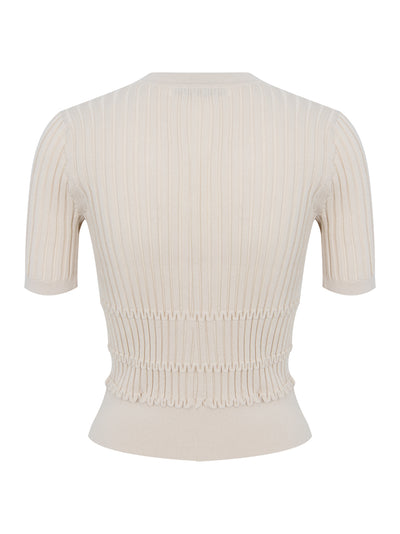 Stacey Short Sleeve Cardigan (Oatmeal)