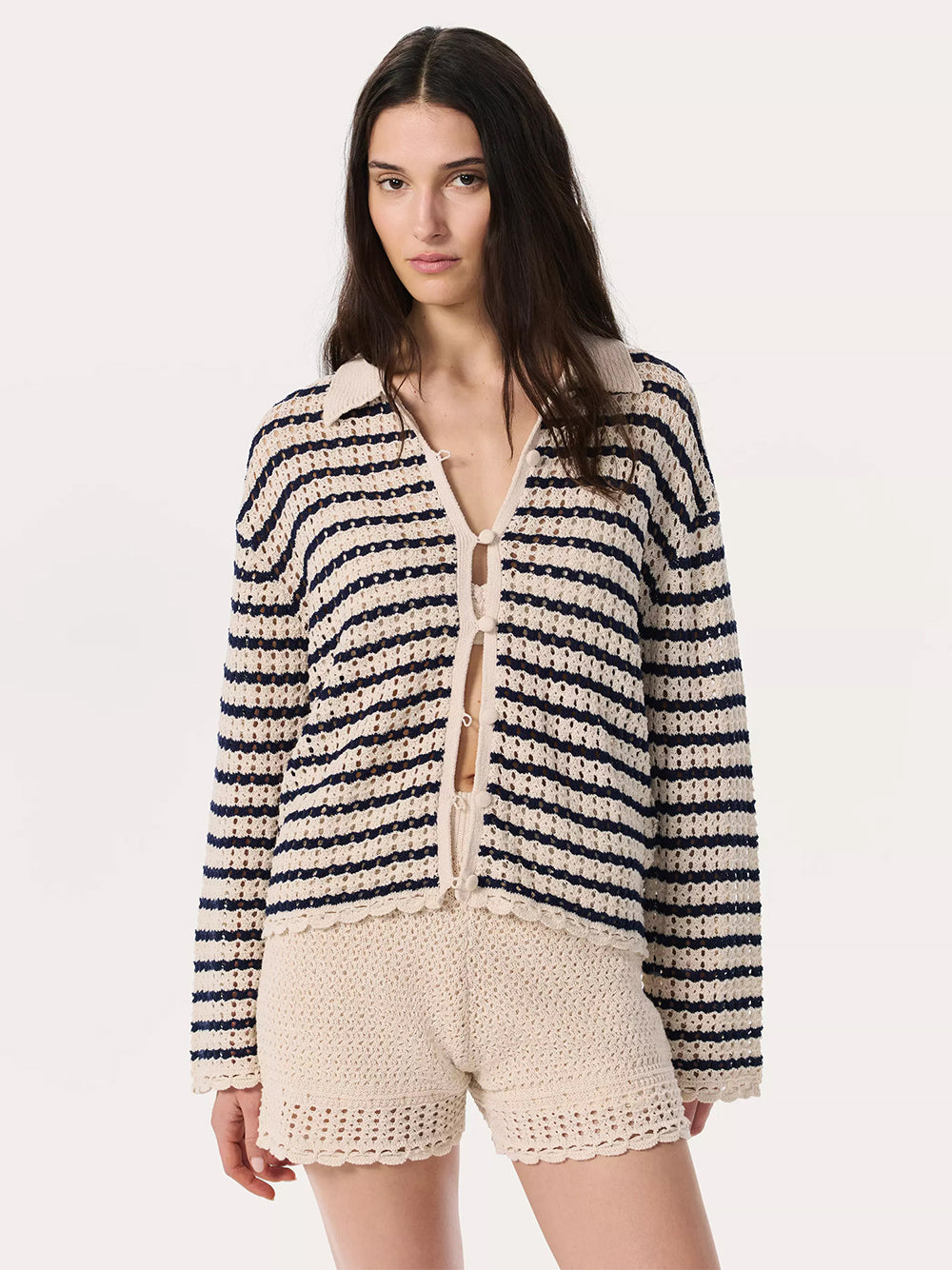 Khloe Stripe Cardigan (Ivory)