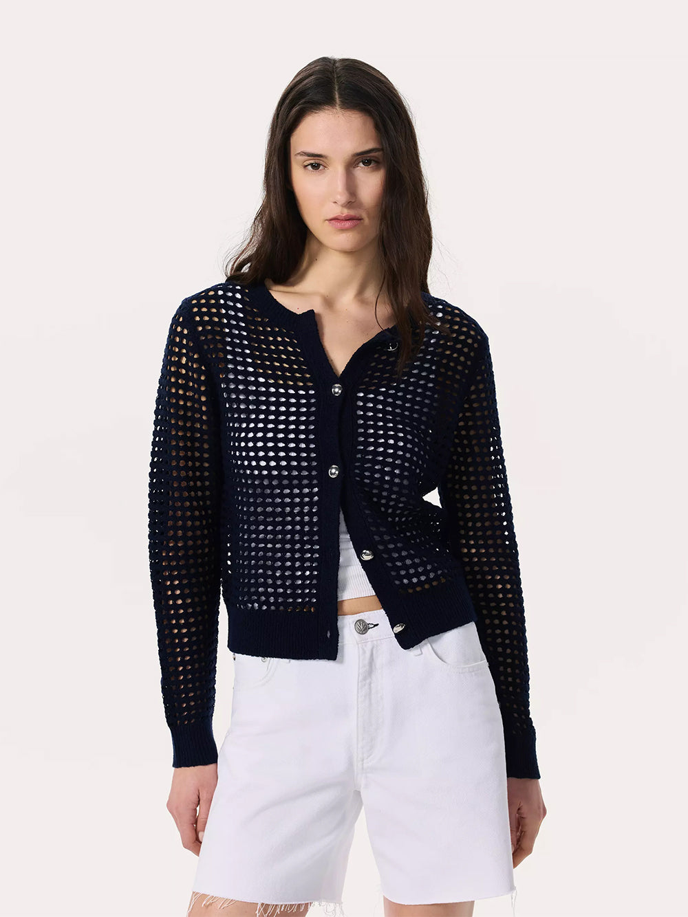 Ezra Open-Knit Cardigan (Indigo)