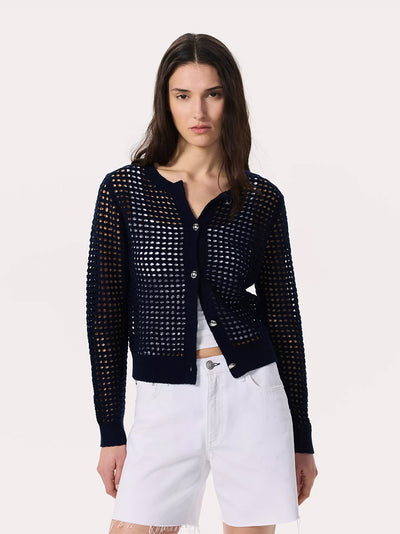 Ezra Open-Knit Cardigan (Indigo)