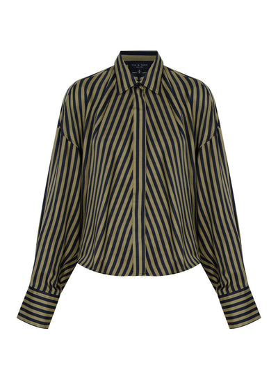 Martha Silk Shirt Army Stripe