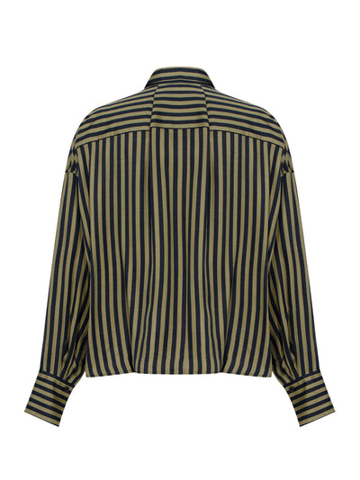 Martha Silk Shirt Army Stripe