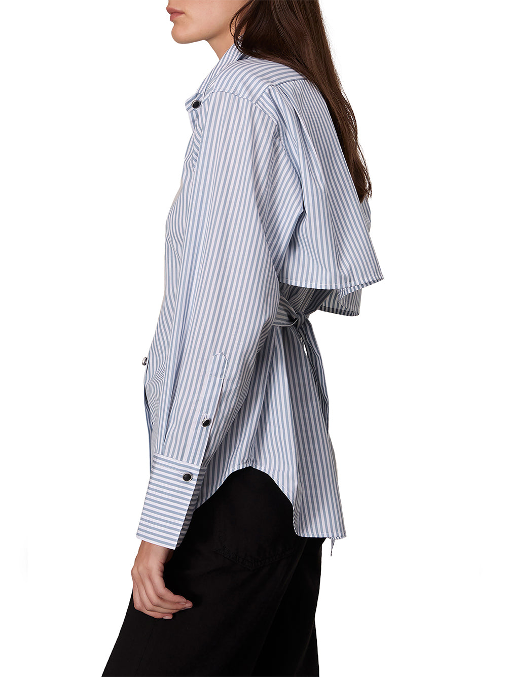 Eve Stripe Poplin Shirt (Blue Stripe)