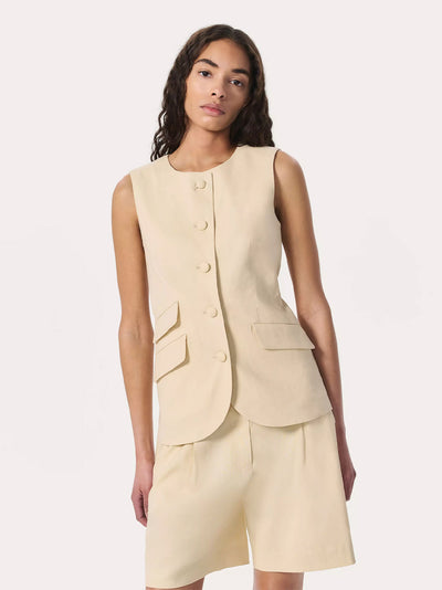 Slade Linen-Blend Vest (Light Tan)