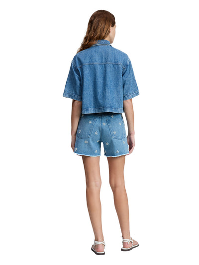 Aspen Embellished Denim Shorts (Blue)