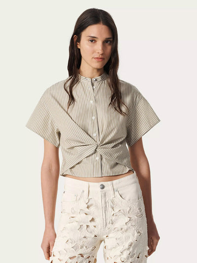 Gretchen Stripe Poplin Shirt (ฺBeige Stripe)