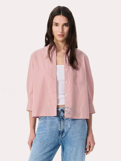 Lucia Stripe Poplin Shirt (Blush Stripe)