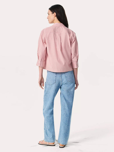 Lucia Stripe Poplin Shirt (Blush Stripe)