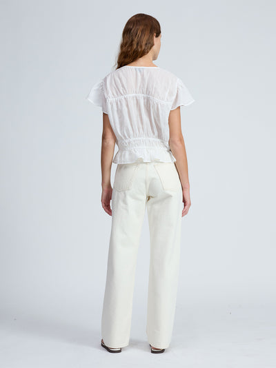 Valentina Tiered Flutter Sleeve Top (White)