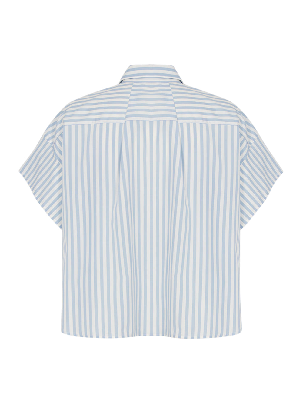 Martha Short Sleeve Stripe Poplin Shirt (Light Blue Stripe)