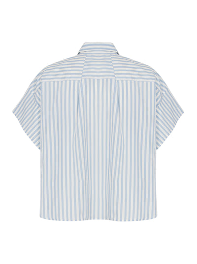 Martha Short Sleeve Stripe Poplin Shirt (Light Blue Stripe)