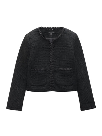 Cheyenne Whipstitch-Trimmed Tweed Lady (Black)