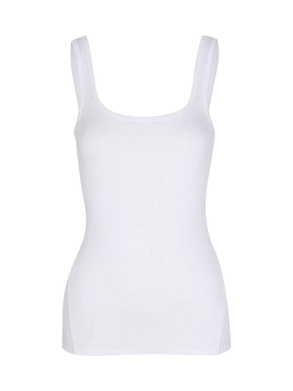 The Essential Rib Scoop Neck Tank White