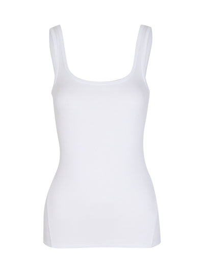 The Essential Rib Scoop Neck Tank White
