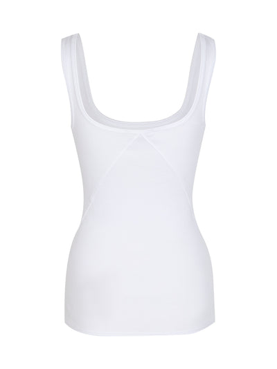 The Essential Rib Scoop Neck Tank White