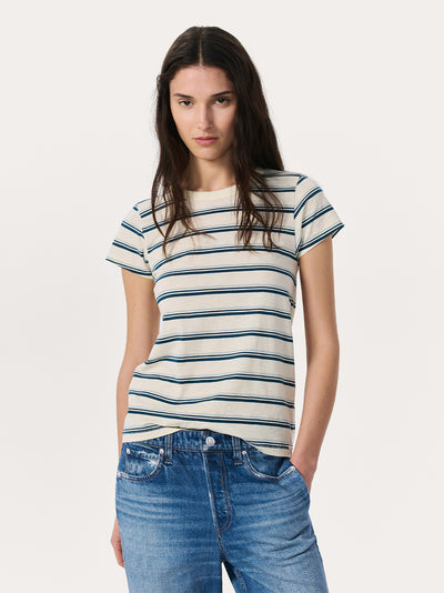 The Slub Stripe Tee (Ivory Blue Multi)