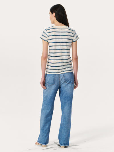 The Slub Stripe Tee (Ivory Blue Multi)