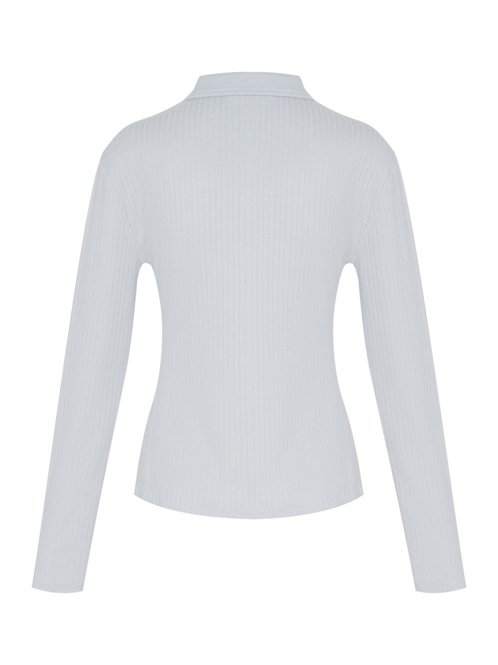 The Knit Rib Long Sleeve Polo (Light Blue)