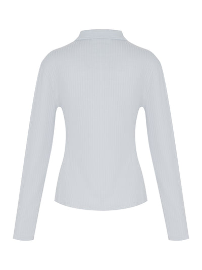 The Knit Rib Long Sleeve Polo (Light Blue)