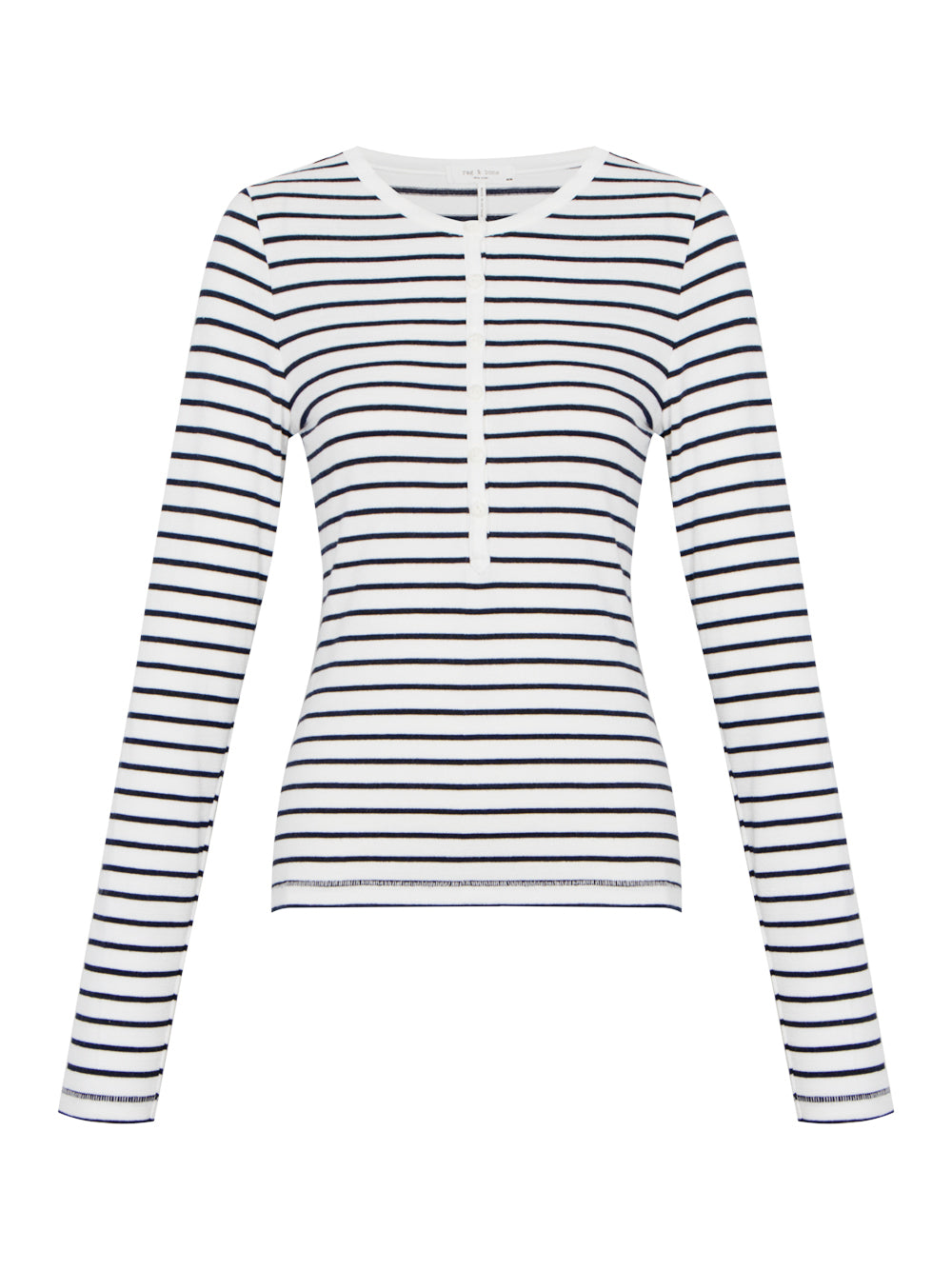 The Knit Stripe Henley Whitemult