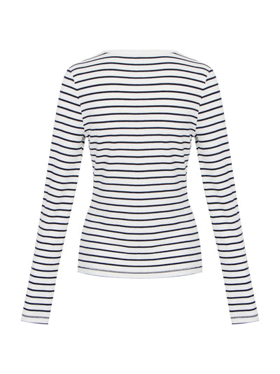 The Knit Stripe Henley Whitemult