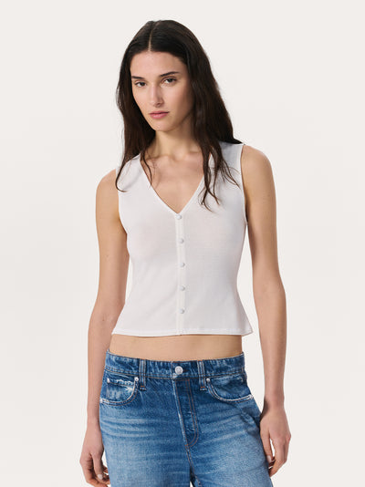 The Knit Button Up Tank (Chalk)