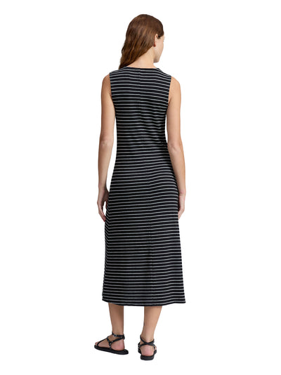 The Knit Button Tank Dress (Black Multi)