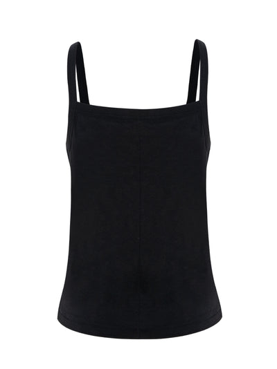 The Slub Square Neck Tank (Black)