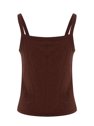 The Slub Square Neck Tank (Warm Brown)