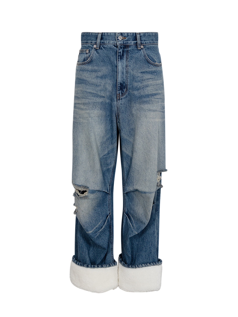 Navy Womens Shearing Denim Pants Navy
