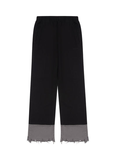 Black Destroyed Color Block Pant Black